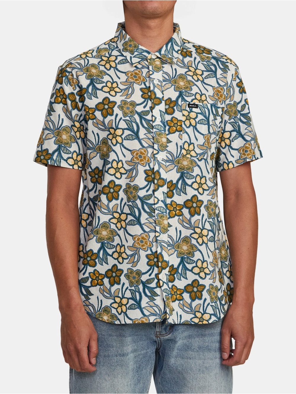 RVCA Men's Button Shirt in EVENING FLORAL